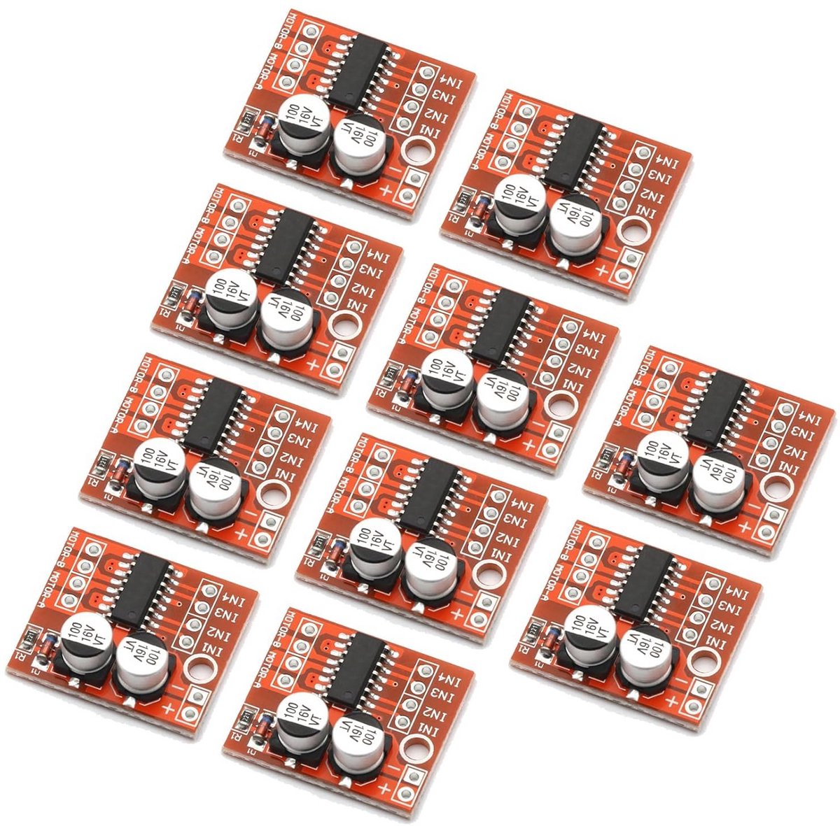 10 stuks l298n motor aandrijfbord module voor dc en stappenmotoren met pwm snelheidsregeling en richtingsomkering
