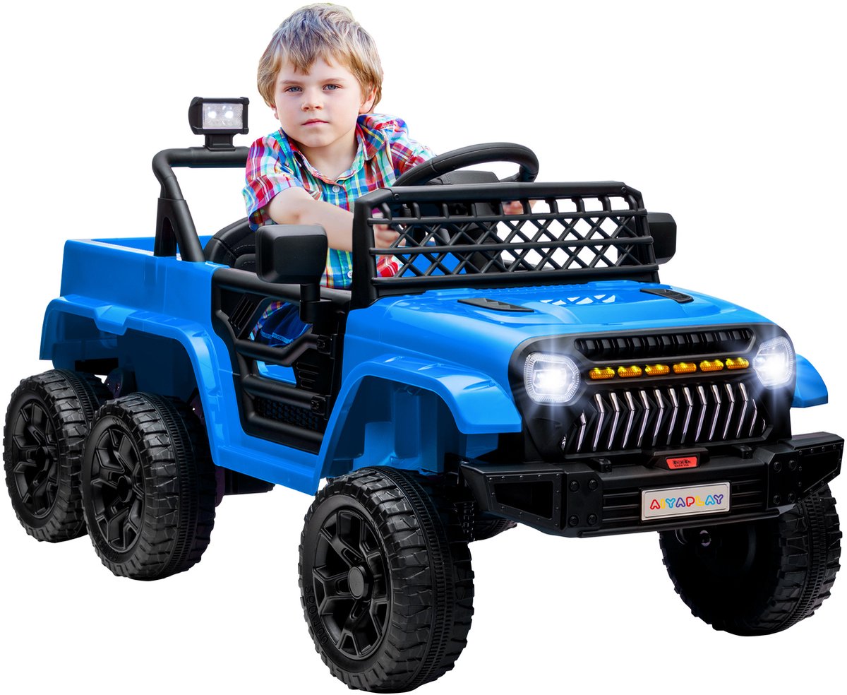 aiyaplay kinder elektrische off road speelgoedtruck kunststof metaal 122l x 62 5b x 65h cm lichtblauw
