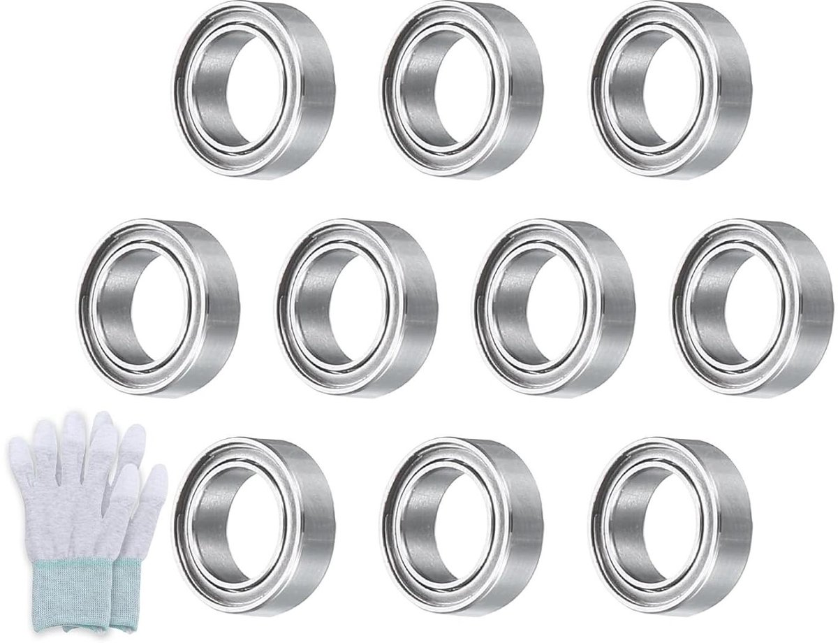 allecto groefkogellagers harde schijf p6 nauwkeurigheidsklasse 0 5 x 0 3 inch x 1 inch koolstofvezel handschoenen dubbel gedicht chroomstalen skateboard lagers geschikt voor 10 stuks