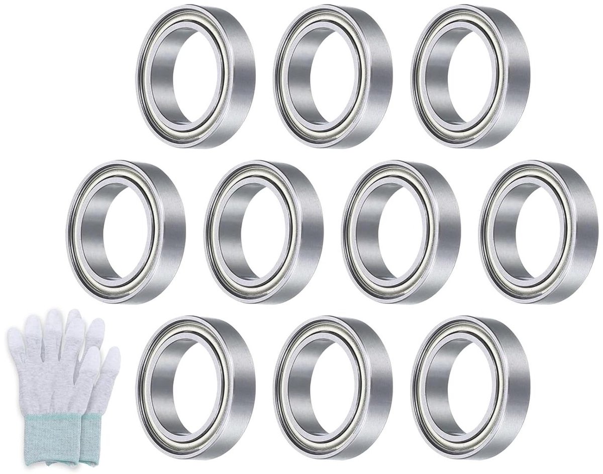 allecto groefkogellagers wielen 10x1 7x1 6 inch skateboard koolstofvezel dubbel gedicht koolstof chroomstaal 10 stuks geschikt voor skateboardwielen zwart 6701zz