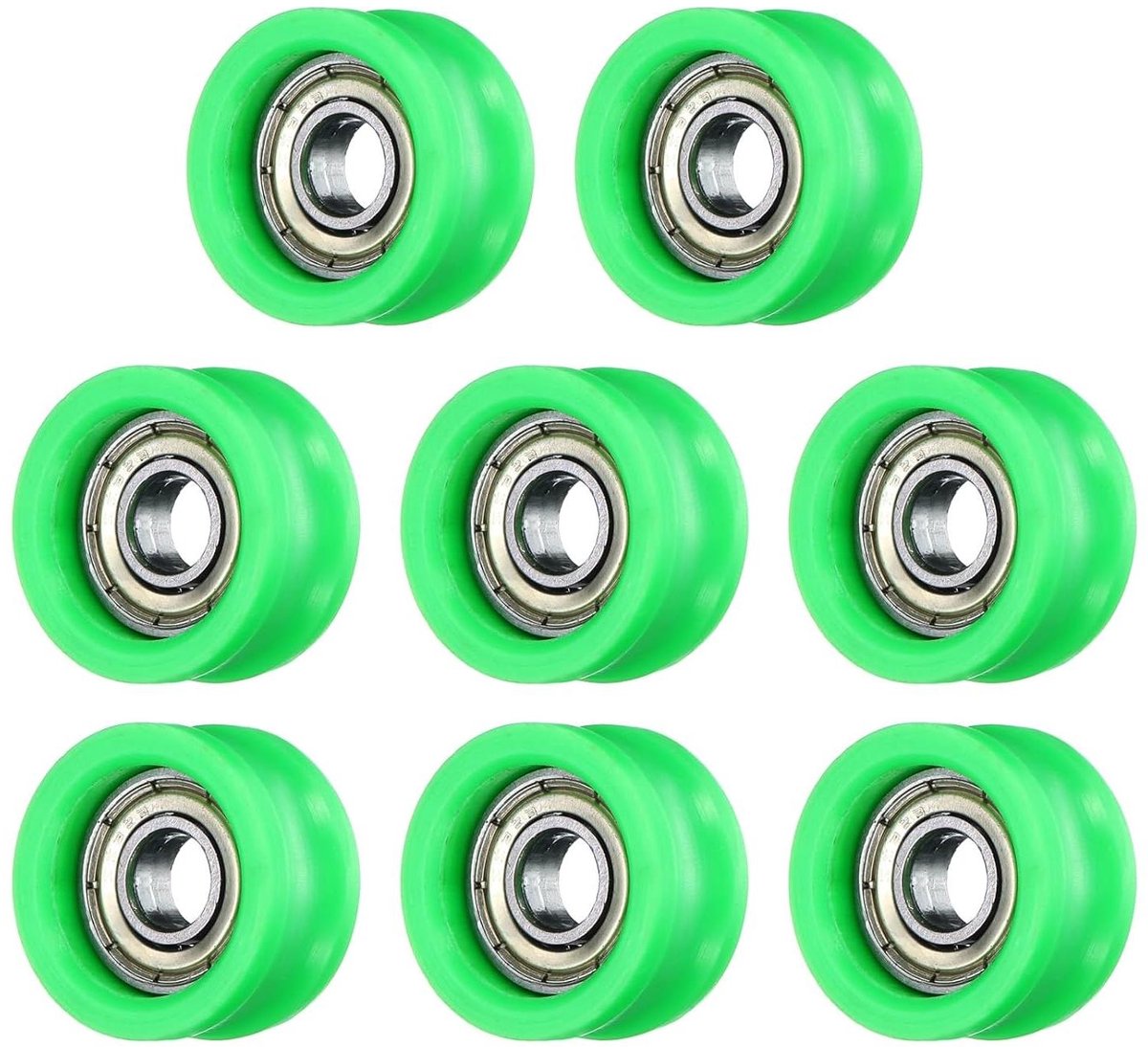 Allecto- Kunststof- Geleide lagers - Rollagers - U-type - Lagerkatrol wiel - Groen - Geschikt voor - 6x20,5x10,6 mm - 8 stuks Skateonderdeel kopen online