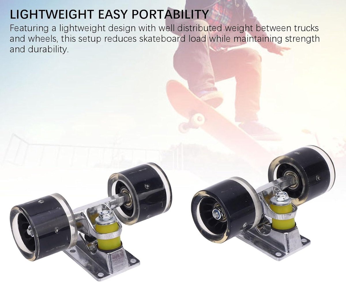 allecto longboard skateboardtrucks en wielenset skateboardwielen cruiser 55 x 45 mm wielcomboset hardwarecombo starter geschikt voor longboard zwarte uitvoering