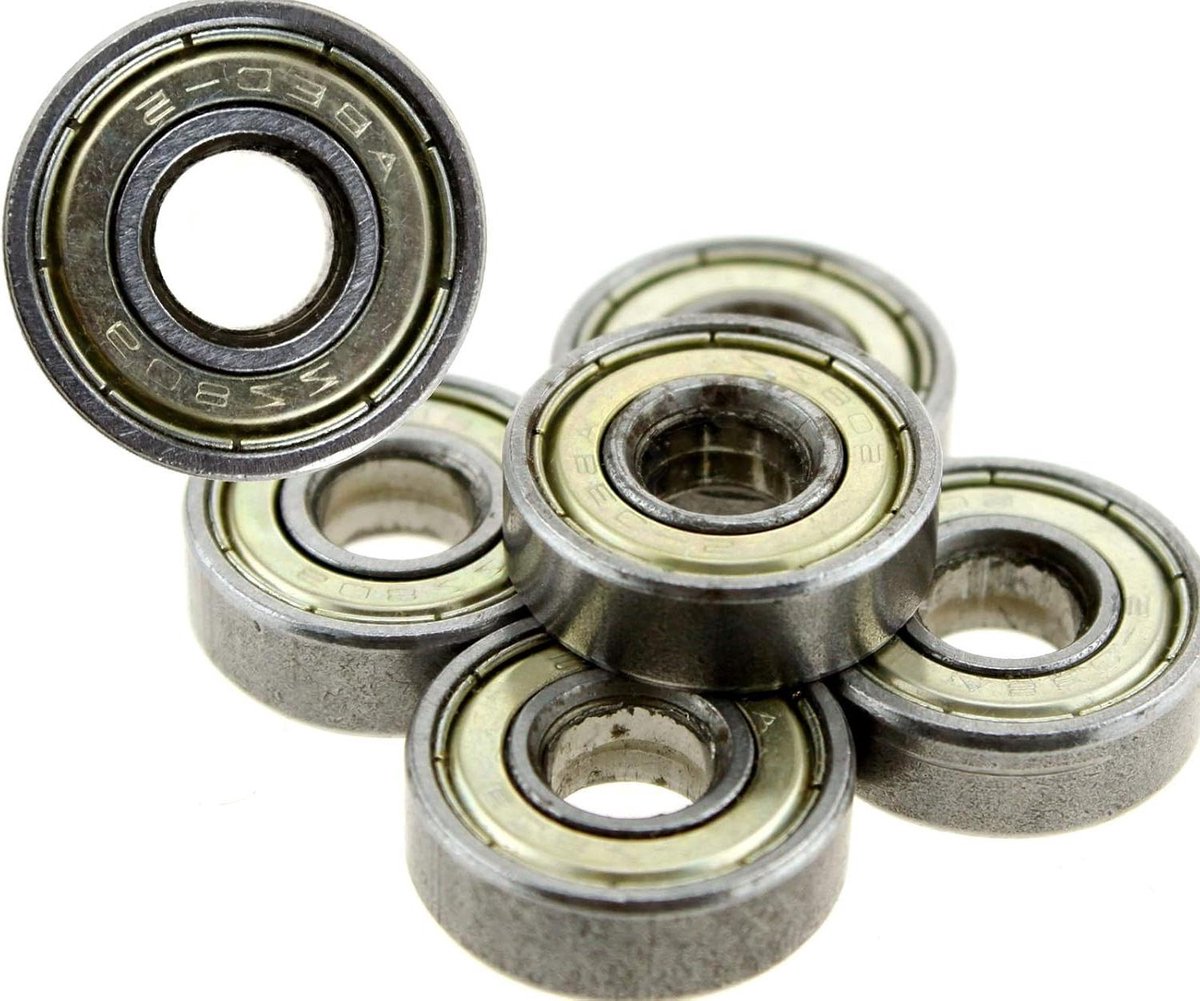allecto skateboard wiel lagers abec 5 set van 10 608zz diepe groef scooter rolschaats kogellager geschikt voor skateboards zilver