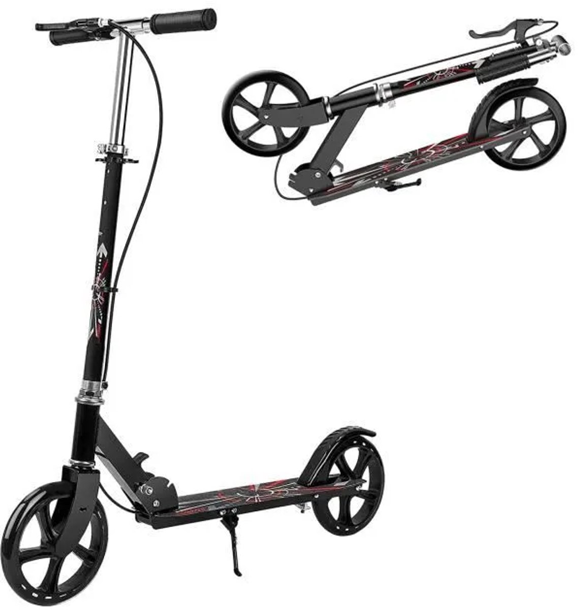 Aluminium step- Opvouwbare-Stuur in 3 standen verstelbaar-Kinderstep voor Kinderen van 8-14 Jaar- Zwart Step kopen online