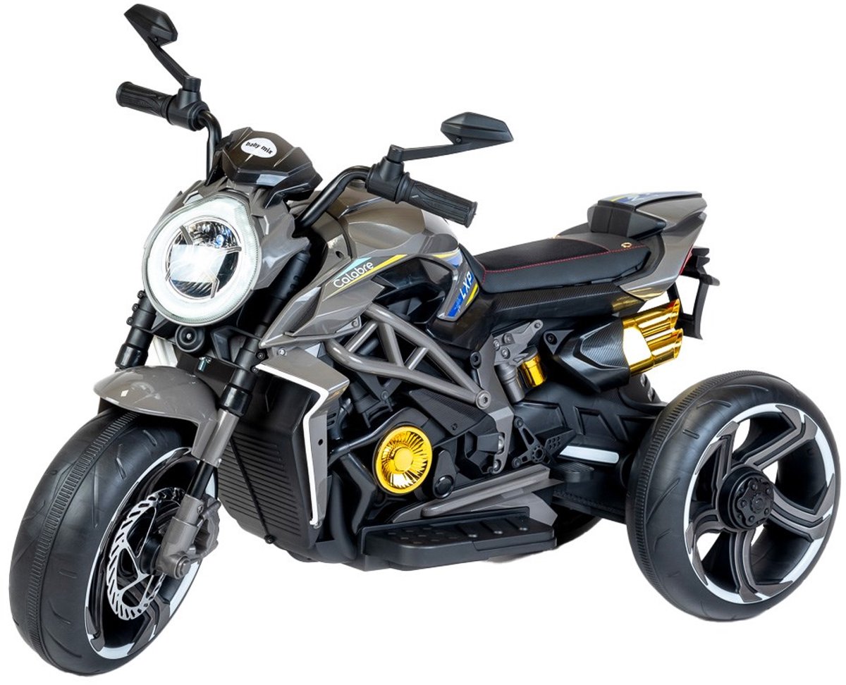 Baby Mix - Accuvoertuig - Calabre elektrische motorfiets zwart - kindermotor - LED-verlichting - muziekpaneel - Bluetooth - accu-indicator Accuvoertuig kopen online
