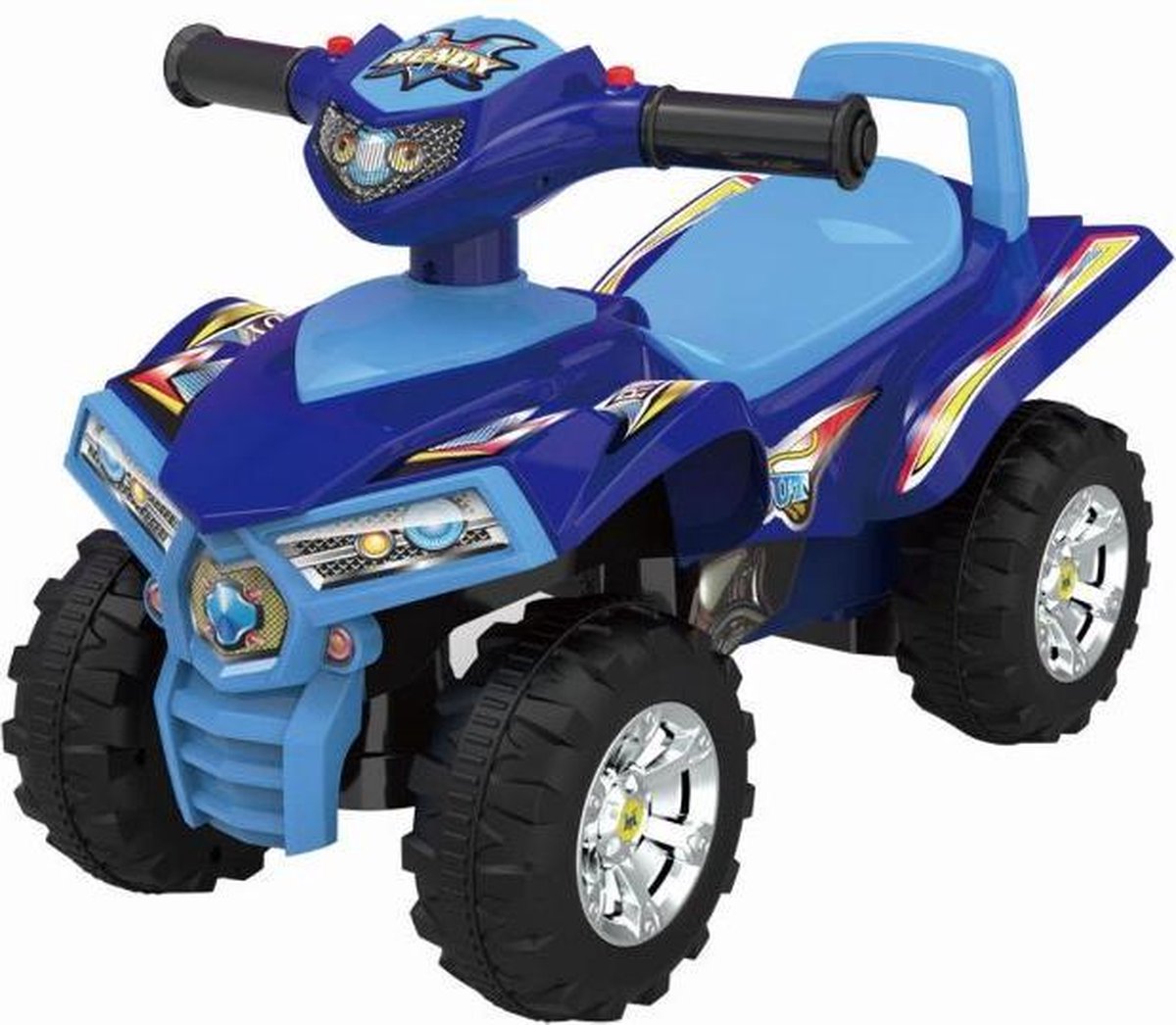 baby mix loopauto quad blauw met geluid en claxon speelgoed motoriek kinderen kunststof knipperlicht