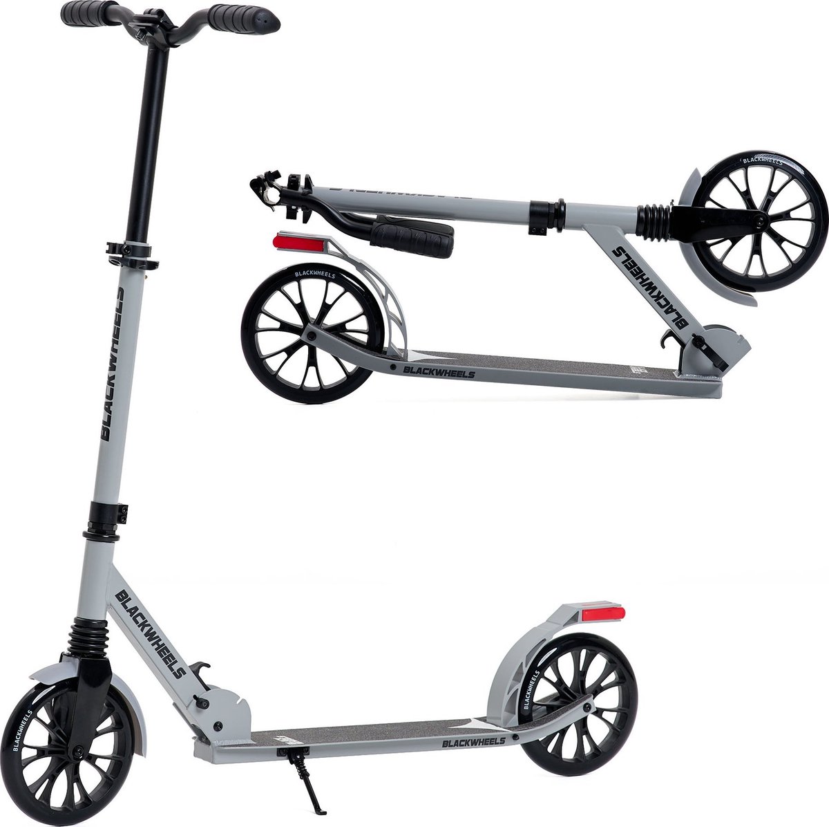 blackwheels zoom foldable scooter opvouwbare step voor volwassenen abec 7 200 mm pu wheels voetrem grijs