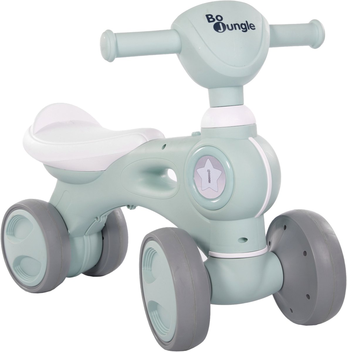 bo jungle loopfietsje baby loopwagen peuter babywalker licht en muziek stabiel bike jumpy blauw