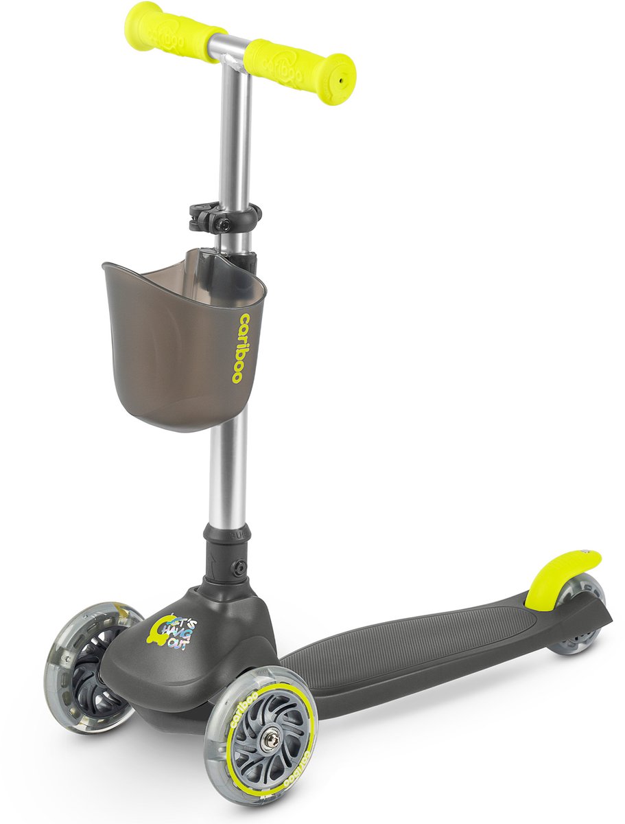 Cariboo Ghost - Step - Lime - voor Jongens en Meisjes - Kinderstepjes - Verstelbaar stuur - Platform dat oplicht in het donker - Fold & Roll System - Basket on the handlebars Step kopen online
