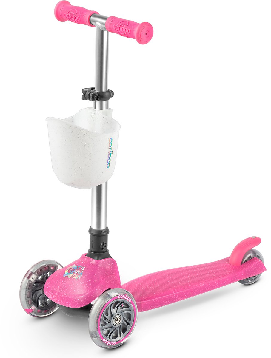 Cariboo Ghost - Step - Roze - voor Jongens en Meisjes - Kinderstepjes - Verstelbaar stuur - Platform dat oplicht in het donker - Fold & Roll System - Basket on the handlebars Step kopen online