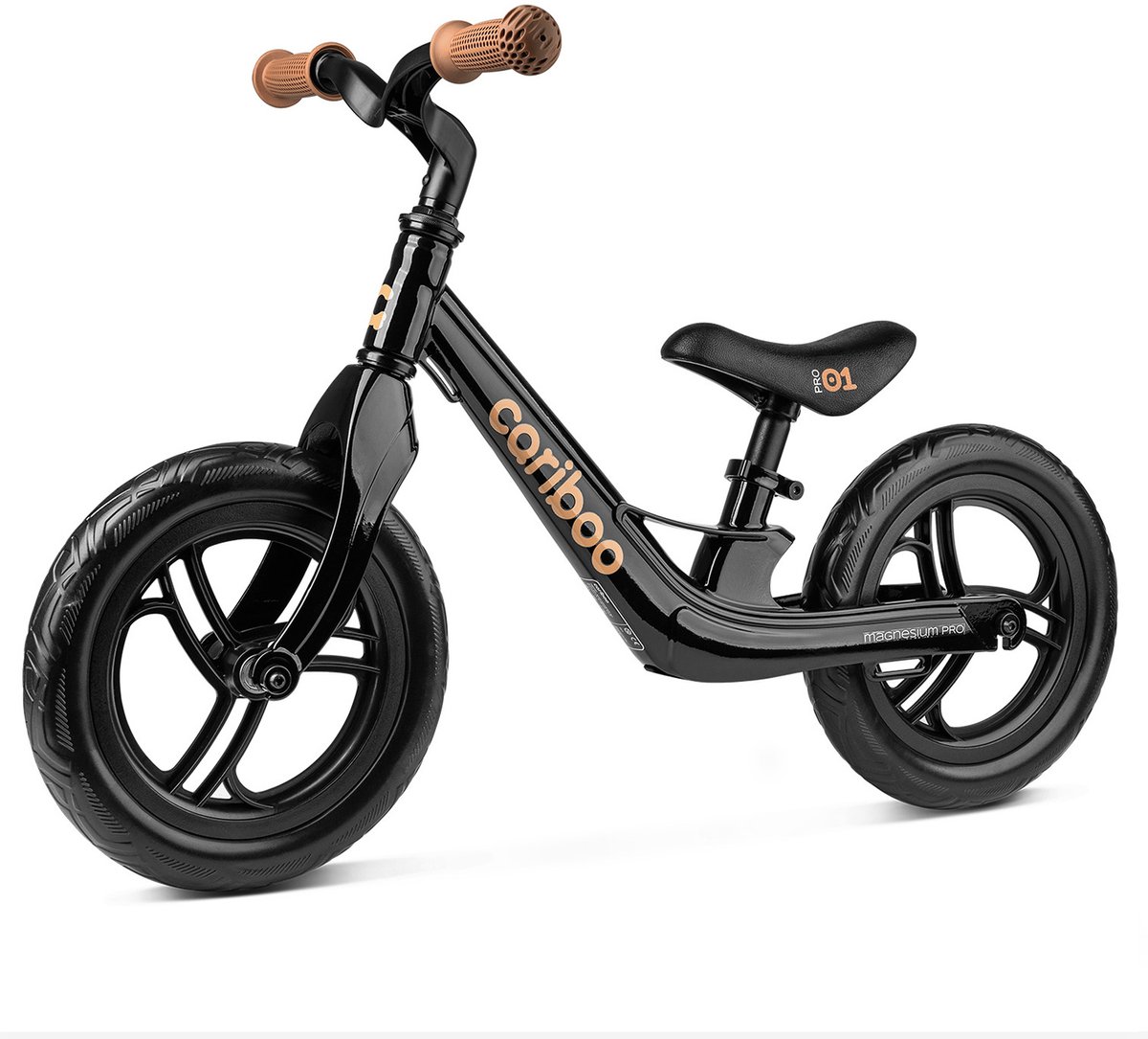 Cariboo Magnesium Pro - Loopfiets - Vanaf 2 jaar - voor Jongens en Meisjes - 12 inch - Zwart-Bruin - Anti-lek EVA Banden - Verstelbaar Stuur en Zadel Loopfiets kopen online