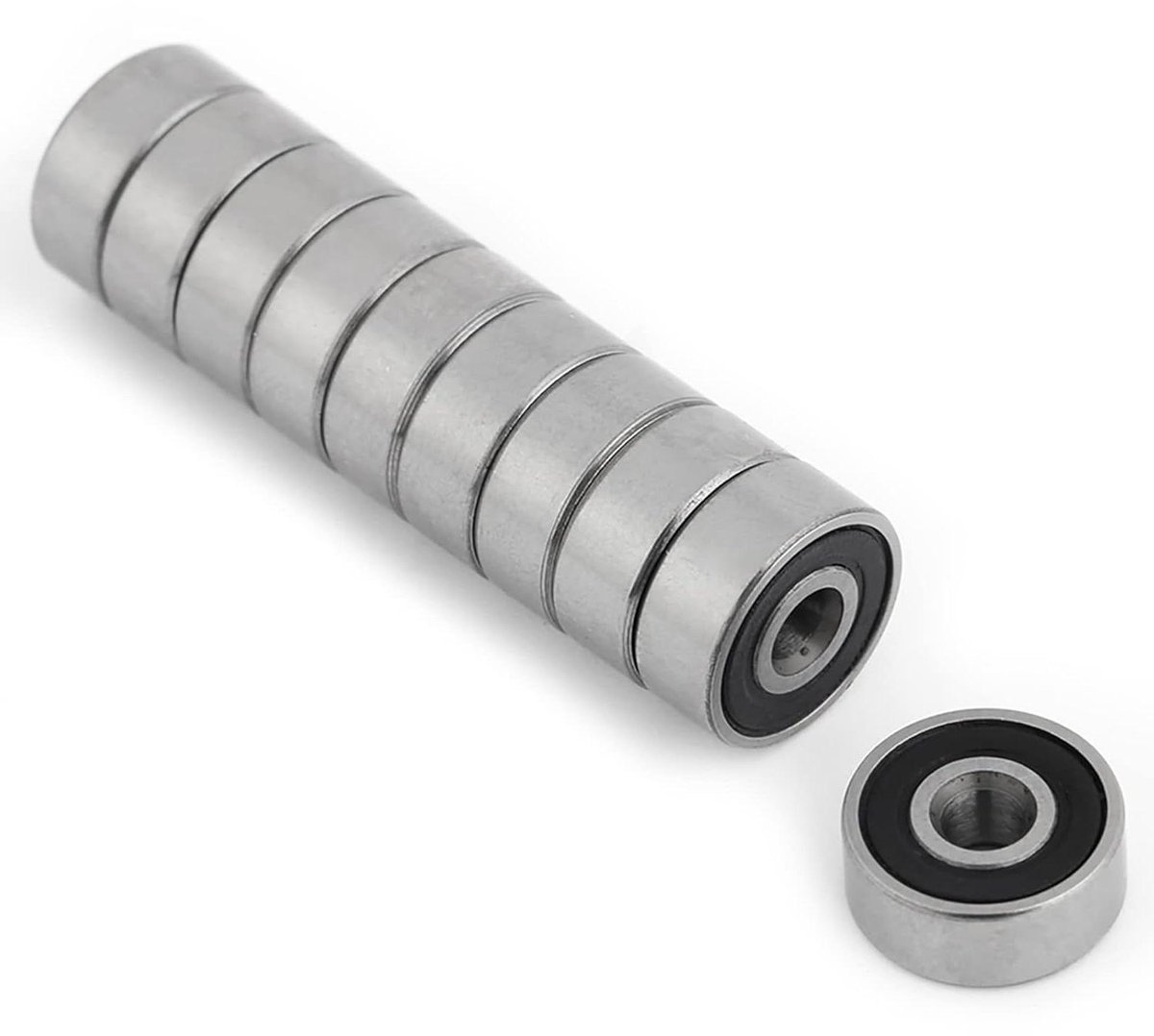 Diepgroefkogellagers Set van 10stuks - Miniatuur Stalen Lagers met Rubberen Afdichting - 3x10x4mm Skateonderdeel kopen online