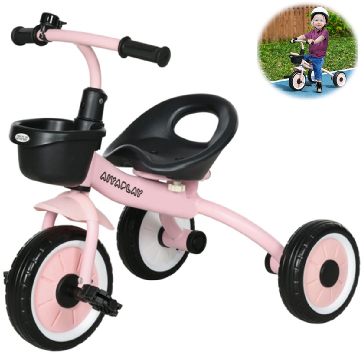 Driewieler voor kinderen van 2-5 jaar - in hoogte verstelbare zitting - bel - fietsmandje - metalen frame - roze Driewieler kopen online