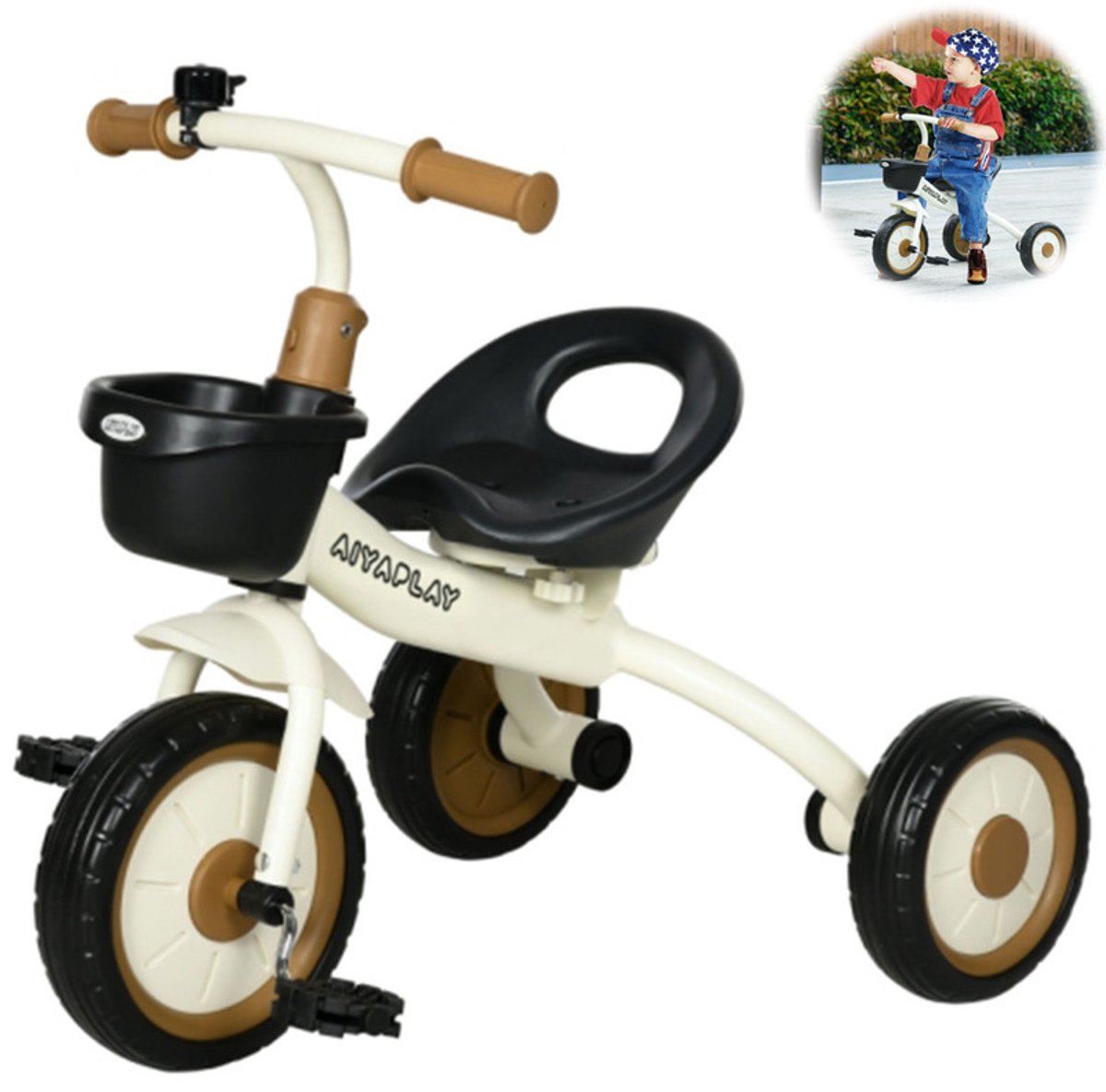 Driewieler voor kinderen van 2-5 jaar - in hoogte verstelbare zitting - bel - fietsmandje - metalen frame - wit Driewieler kopen online