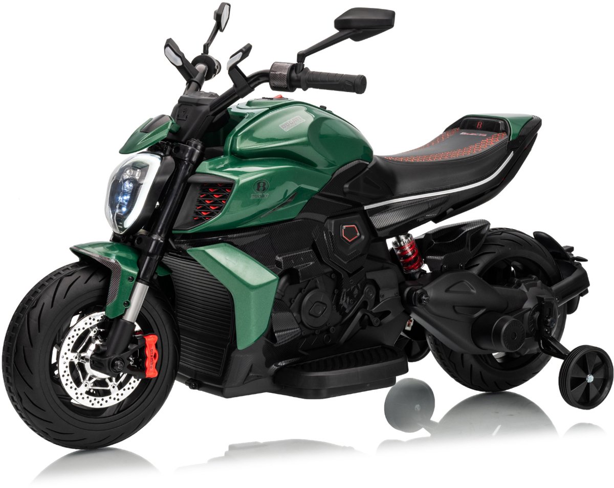 ducati x bentley diavel v4 elektrische kindermotor 12v 3 tot 6 jaar li ion accu groen