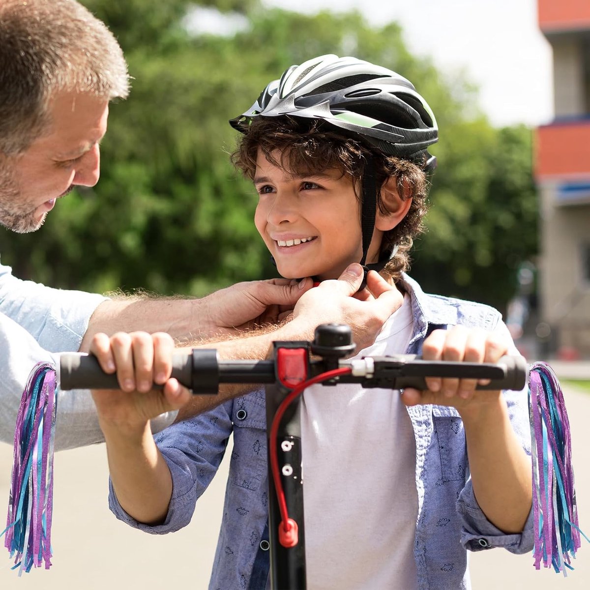 fietsstreamers kleurrijke scooter stuur kwastjes grepen lint accessoires decoraties voor meisjes fietsen driewieler handgrepen blauw