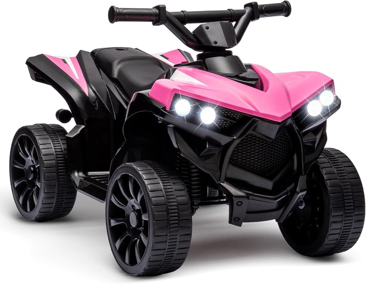 hoerfuriy elektrische kinderauto elektrische quad voor kinderen elektrische auto voor kinderen met ledverlichting en muziek 1 5 3 km u claxon atv voor kinderen vanaf 3 jaar roze