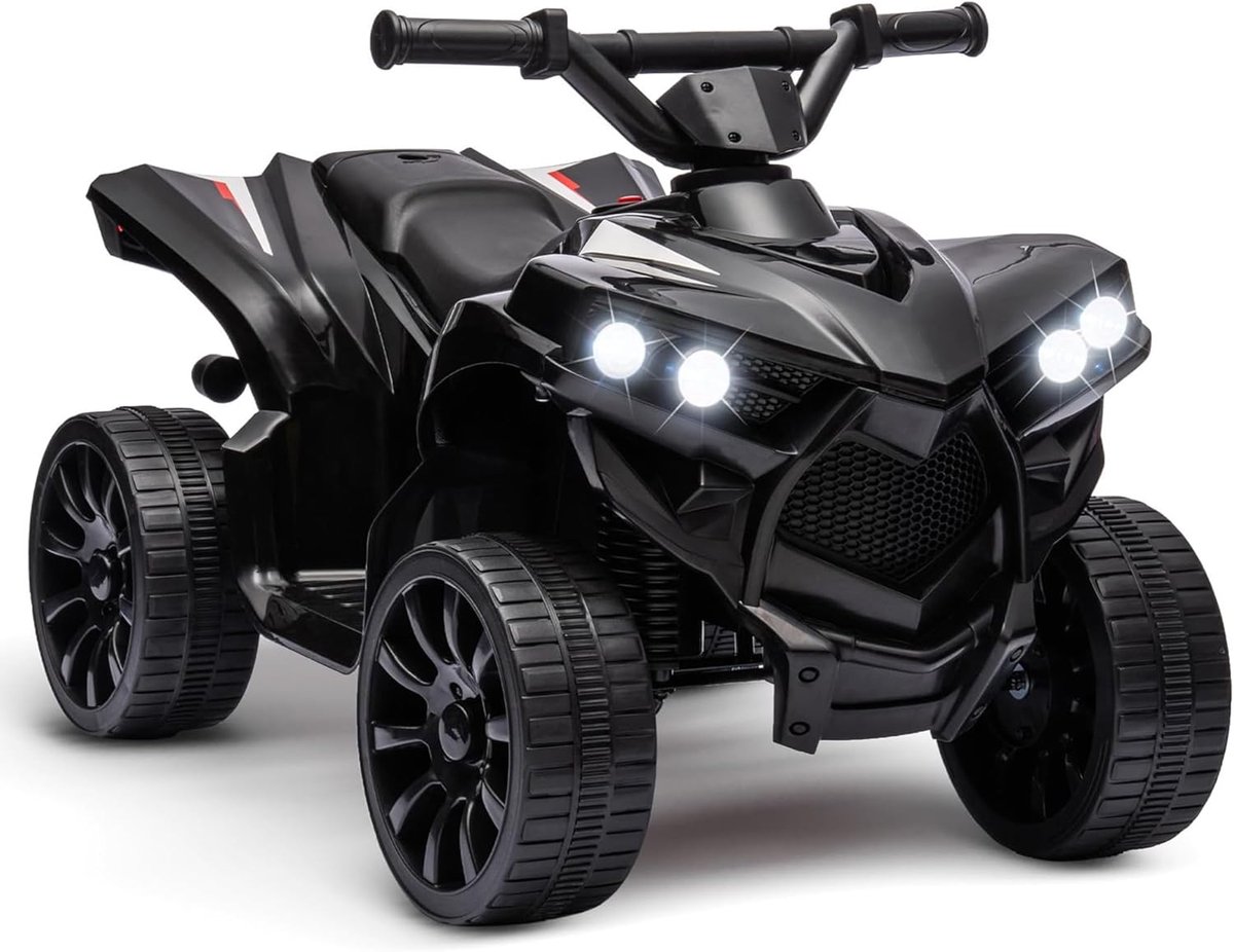HOERFURIY-Elektrische kinderauto-Elektrische quad voor kinderen, elektrische auto voor kinderen met ledverlichting en muziek, 1,5-3 km/u, claxon, ATV voor kinderen vanaf 3 jaar, zwart Accuvoertuig kopen online