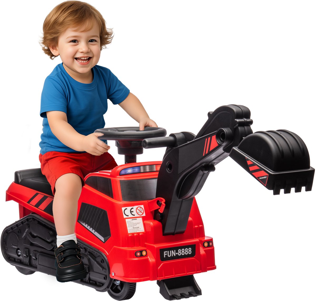 HOMCOM Kinderen Rijden-op Constructie Auto Kunststof, Metaal 100L x 43B x 48,5H cm Rood Traptractor kopen online