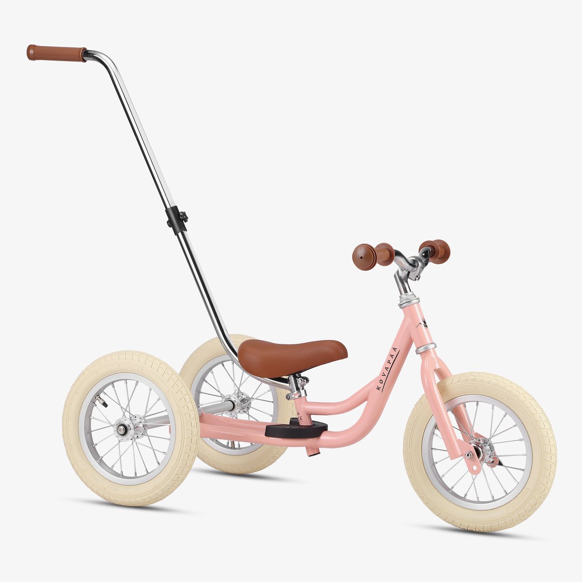Køvapää Driewieler 2 in 1 Loopfiets - Driewieler met Duwstang - 1.5 t/m 4 jaar - Met Naamsticker - Driewieler - Loopfiets met duwstang - 12 inch - Roze Driewieler kopen online