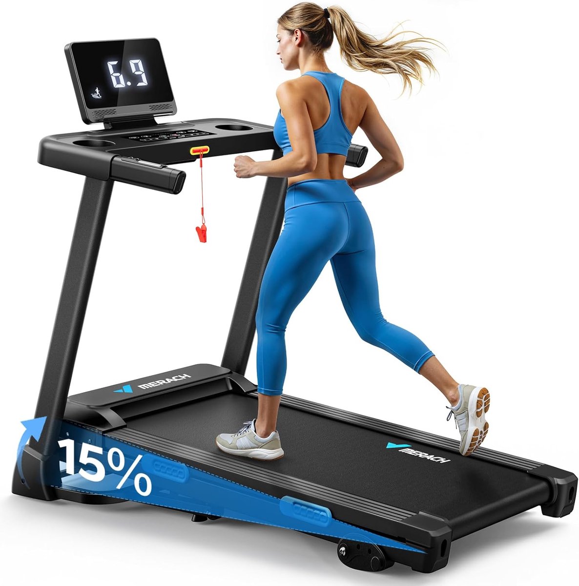 Loopband – Treadmill – Fitnessapparaat – Hardloopband – Trainingsmachine – Automatische Hellingshoek Tot 15% – Inklapbaar Compact Ontwerp Loopmotor kopen online
