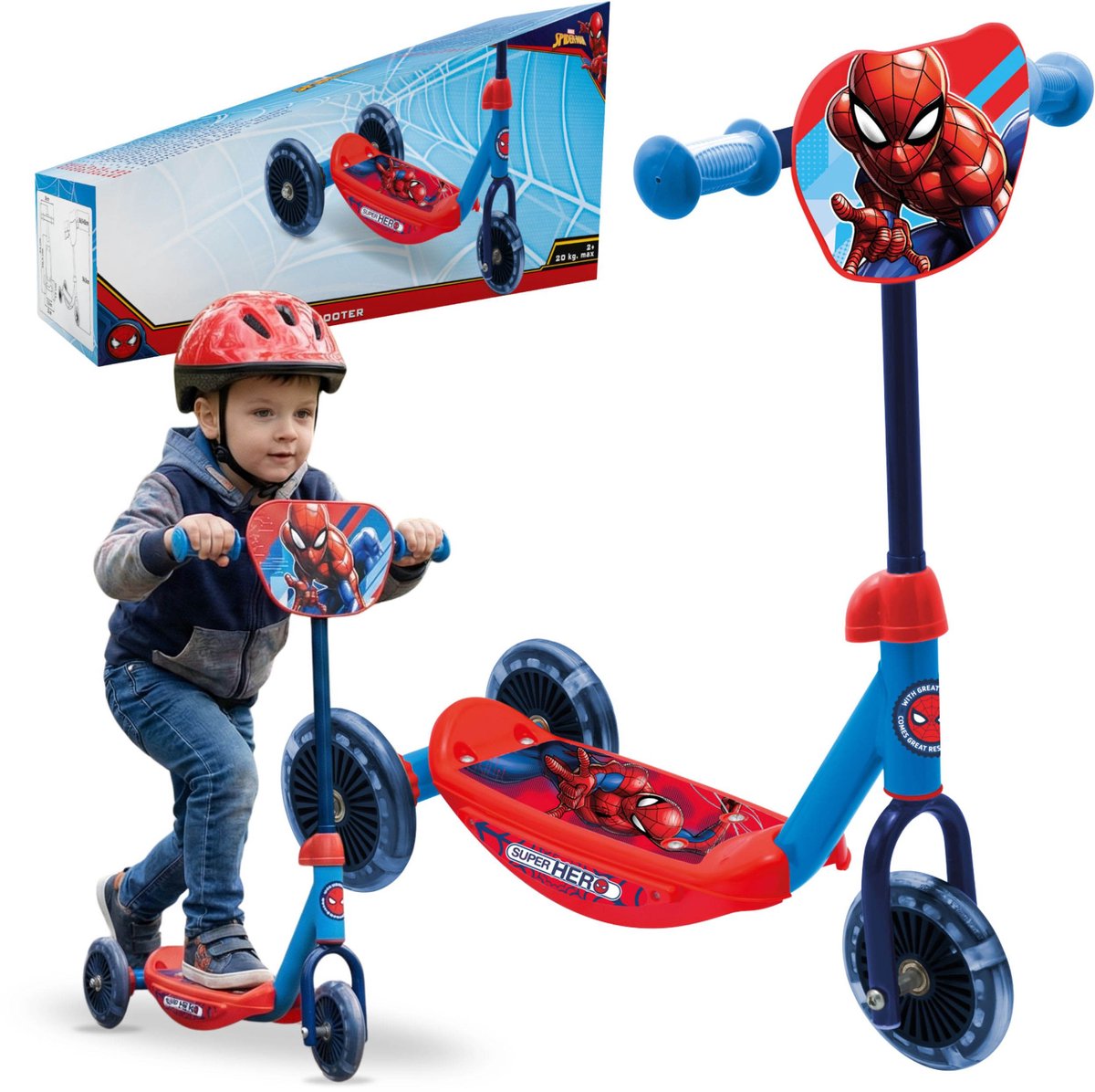 marvel spider man driewielige step voor kinderen balanceerstep verstelbaar tot 20 kg