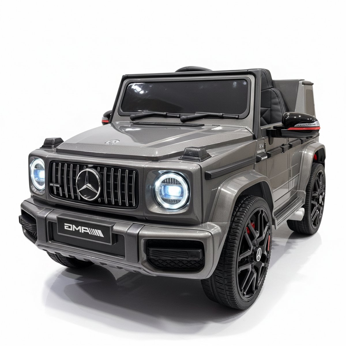 mercedes g63 amg mercedes kinderauto 1 zitter metallic grijs lederen zitting en rubberen banden elektrische kinderauto