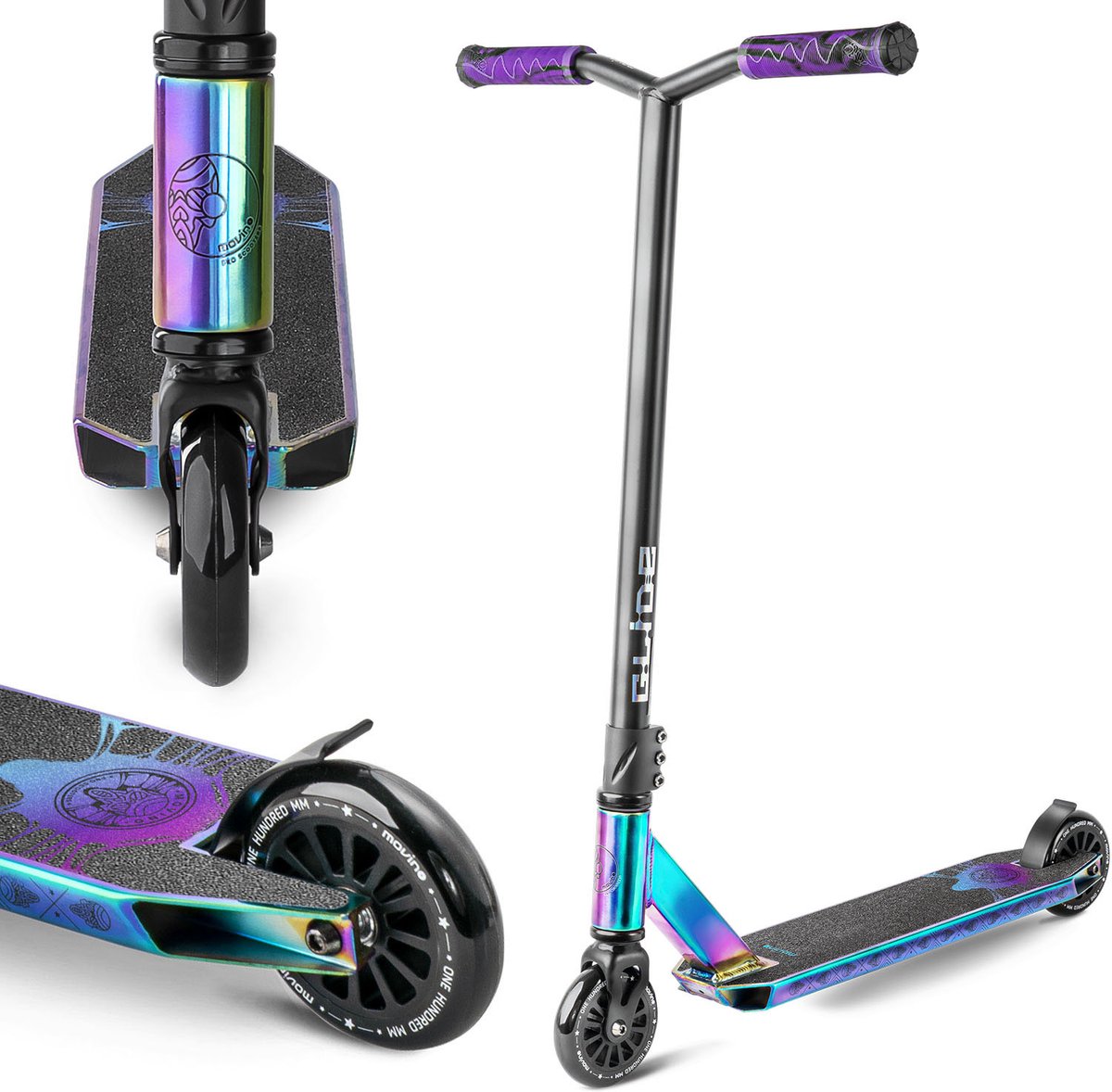 Movino Glide - Stuntstep - Neochroom - Vanaf 5 jaar - Y-BAR - Lagers ABEC-9 - Aluminium - Flex Fender rem - Draagkracht tot 100 kg Step kopen online