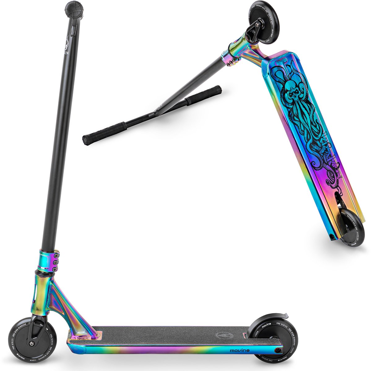 Movino Maniac - Stuntstep - Holobleuw - Vanaf 5 jaar - T-BAR - Lagers ABEC-9 CARBON - Aluminium - Flex Fender Rem - Draagkracht tot 100 kg Step kopen online