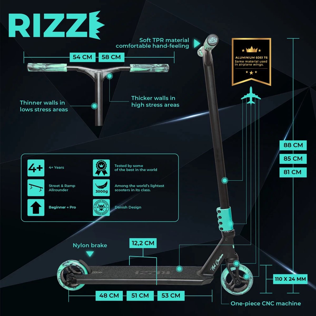 NKD Rizz Stuntstep Black Mint Step kopen online