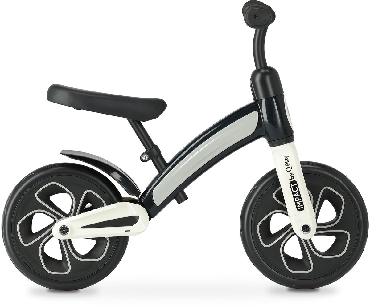 qplay impact loopfiets 10 inch kinderfiets zwart