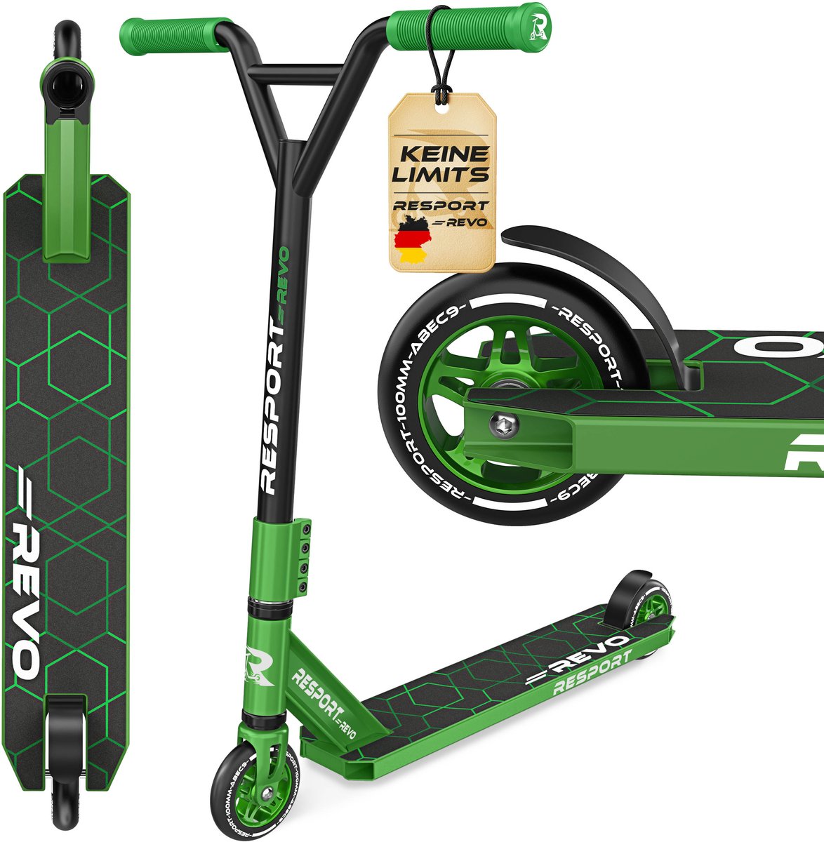 re sport revo stuntstep voor kinderen en volwassenen met standaard professionele stuntstep 100 mm pu wielen en y bar abec 9 kogellagers podium