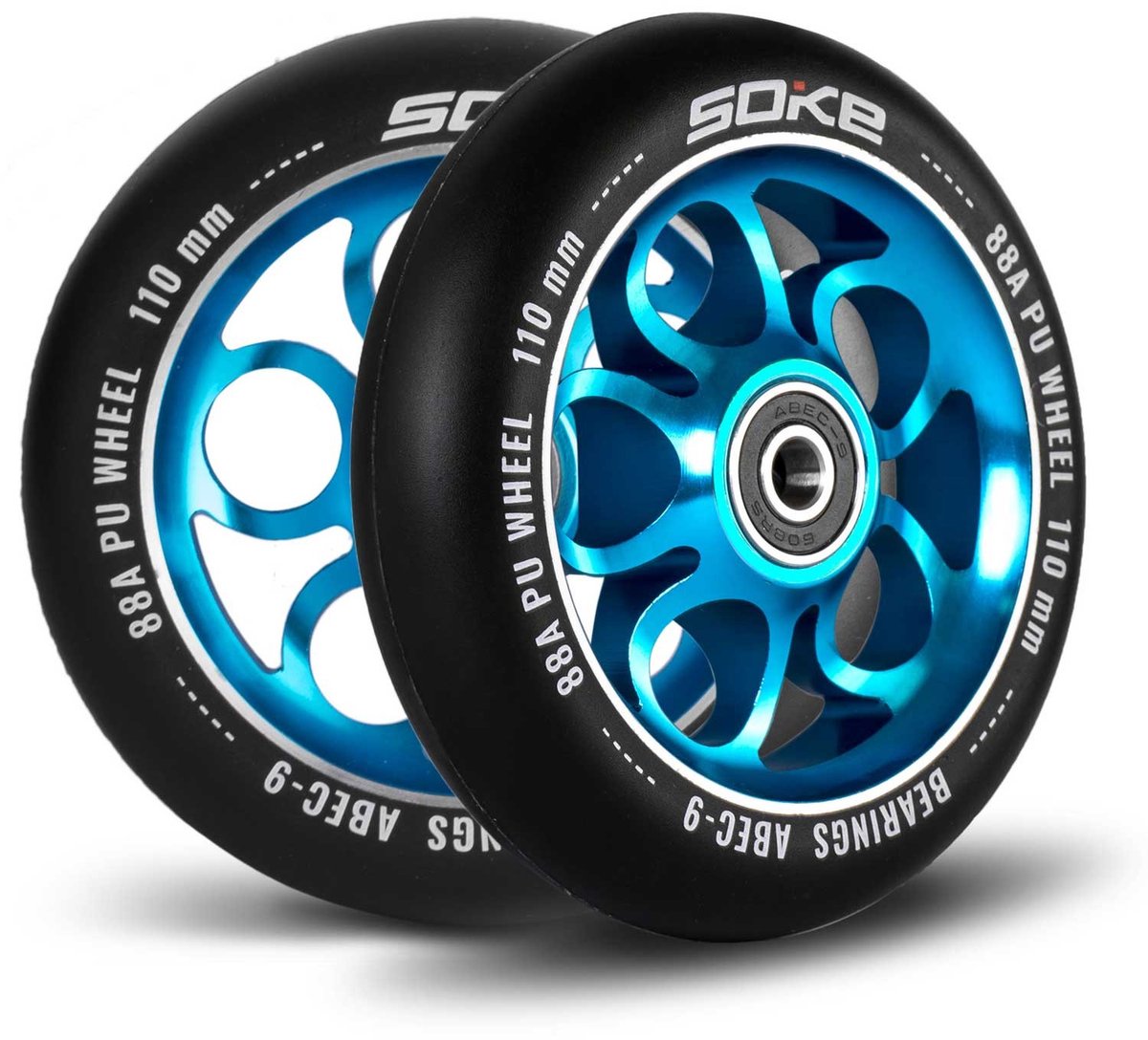 scooterwielen 110 mm blauw 2 stuks