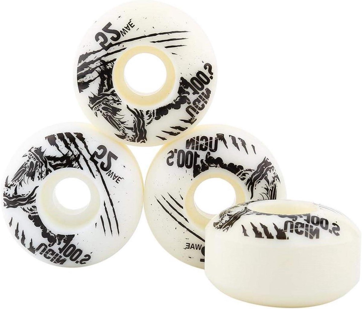 skateboardwielen set van 4 stuks 52 mm x 30 mm pu longboard wielen wit