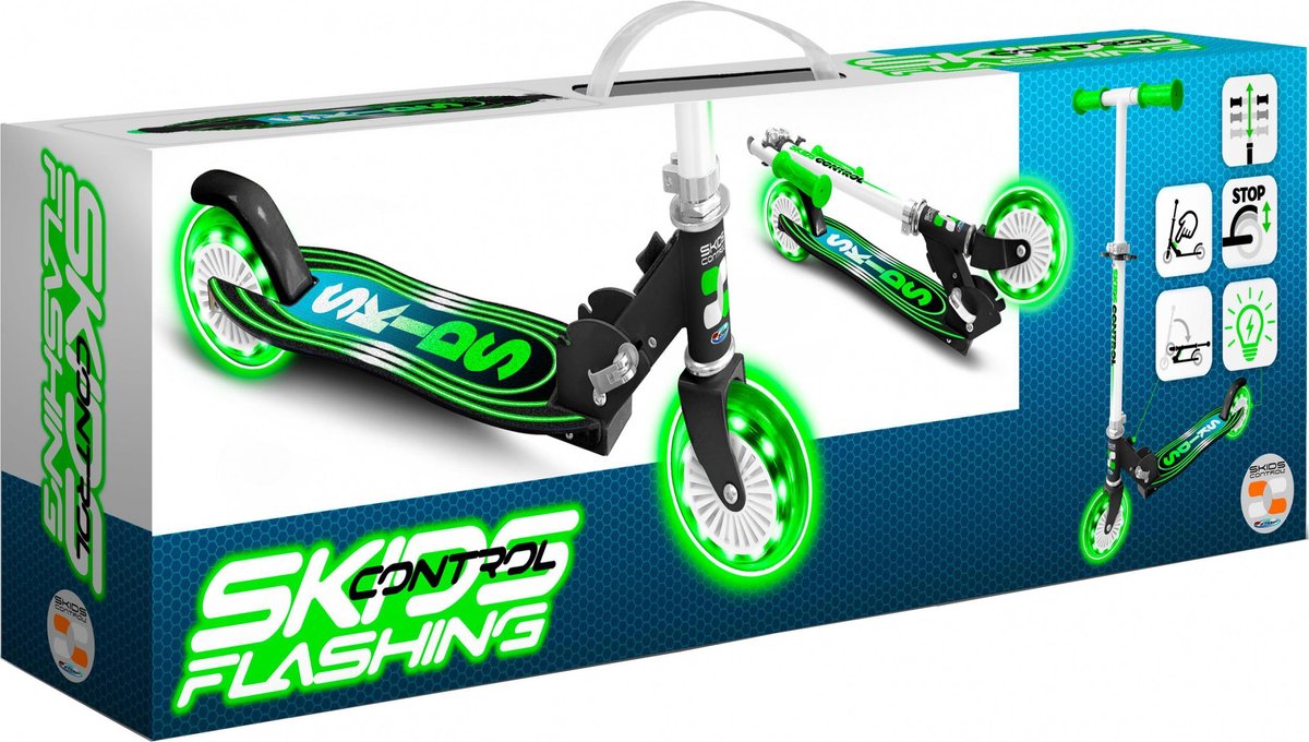 Skids Control Flashing 2-wiel Kinderstep Opvouwbaar Voetrem Groen Step kopen online