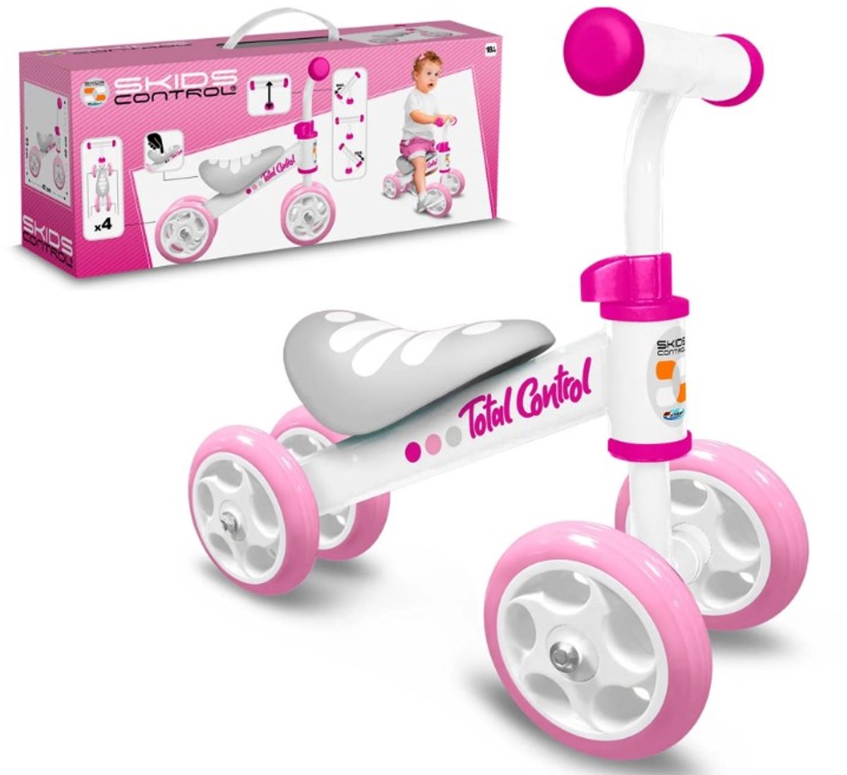 Skids control Loopfiets - Vierwieler voor baby's - Stalen frame - Roze Loopfiets kopen online