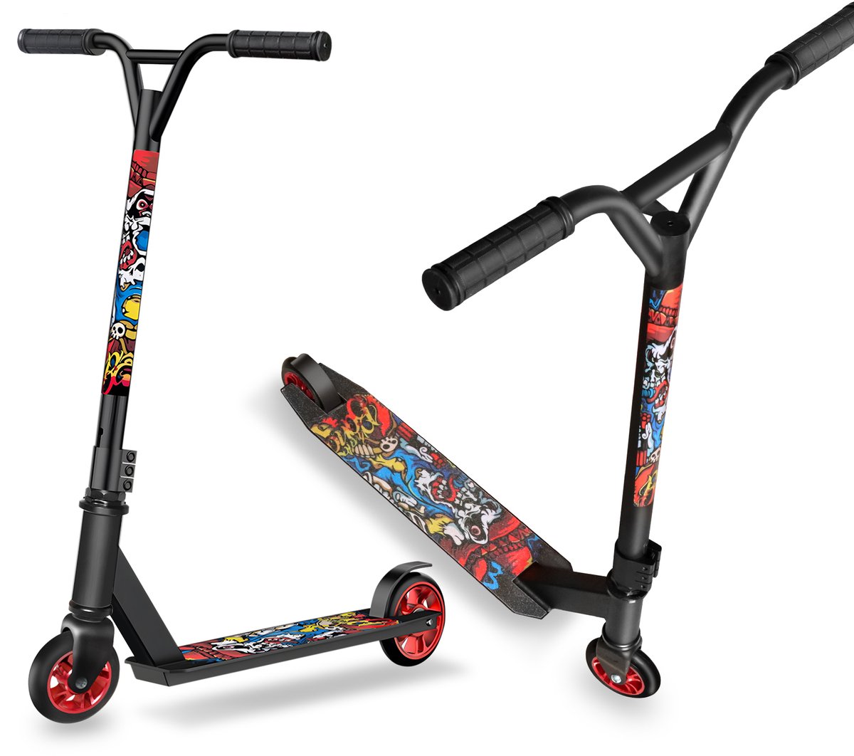 Stuntstep -100 mm ABEC 9 lagers-Aluminium frame-Rode wielen-Step voor Kinderen en Tieners-Zwart Step kopen online