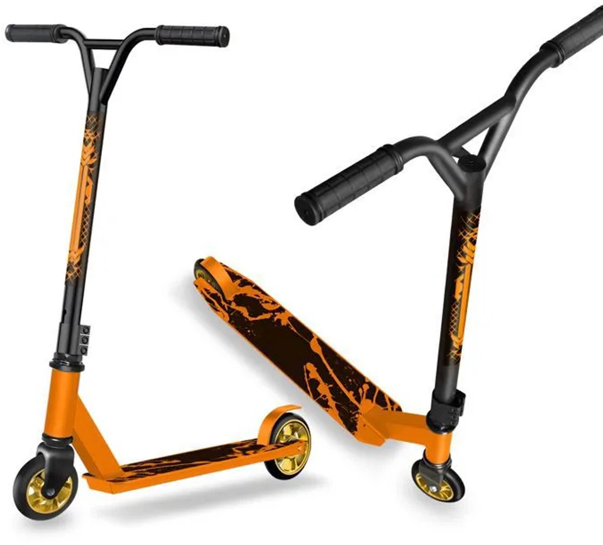 stuntstep aluminium frame recreatieve step 100 mm abec 9 kogellagers voor kinderen vanaf 6 jaar en tieners oranjegeel