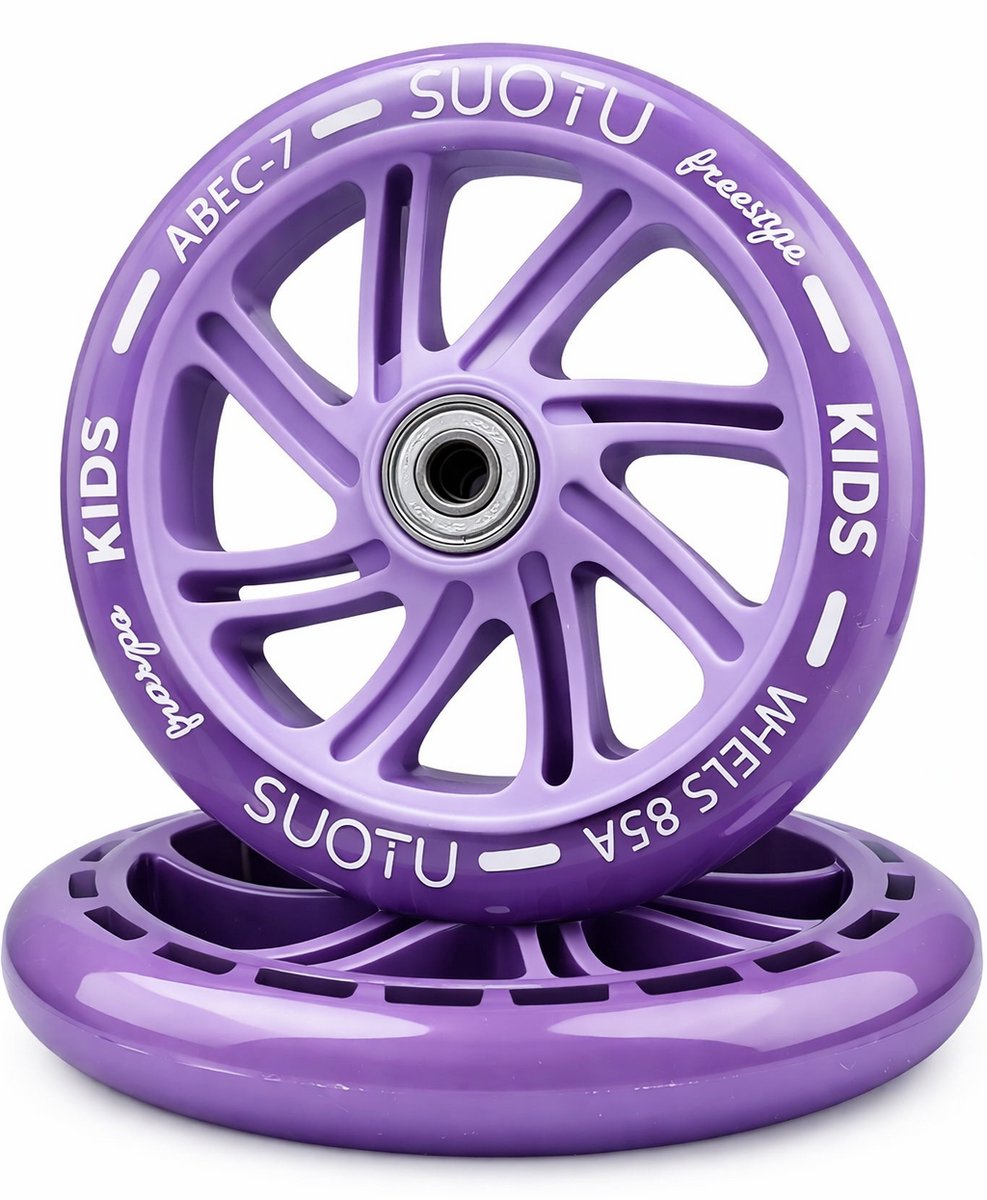 Suotu Kinderstep Wielen Set - 2 Stuks - 145mm Lichtgevende Wielen - Paars Step kopen online