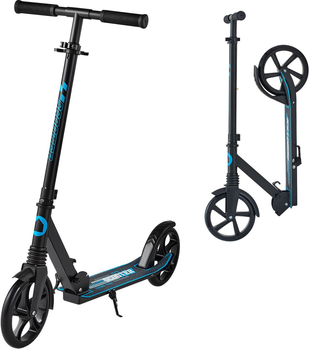 VEVOR Scooter (2 Wielen) voor Kinderen Vanaf 8 Jaar, Stadsscooter, Kinderscooter, Straatscooter met In Hoogte Verstelbaar Stuur en Antislip Platform, Opvouwbare Step tot 100 Kg, Zwart + Blauw Step kopen online