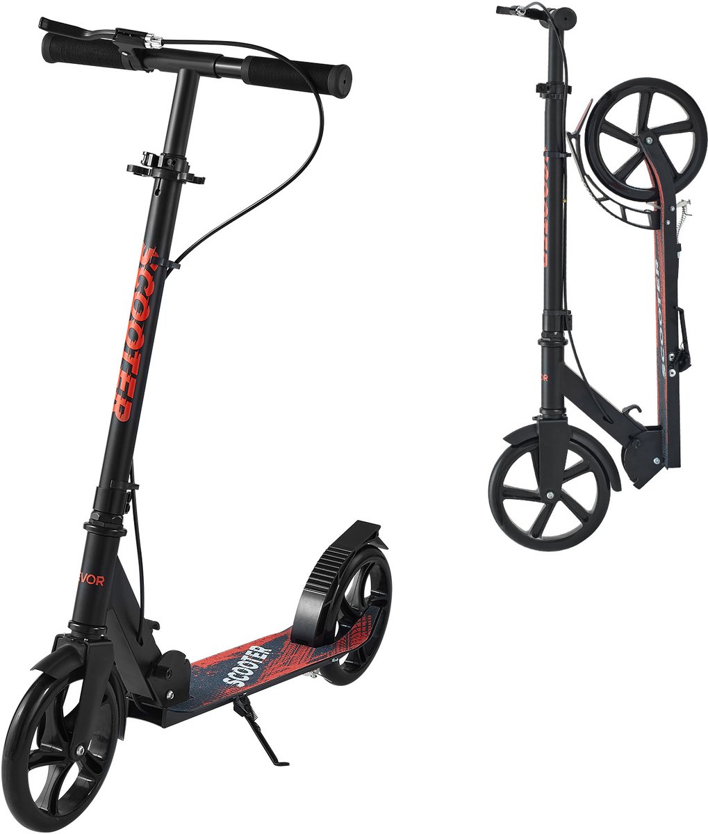 VEVOR Step (2 Wielen) voor Kinderen Vanaf 8 Jaar, Stadsstep, Kinderstep, Straatstep met In Hoogte Verstelbaar Stuur, Antislip Deck en Handrem, Opvouwbare Step tot 100 Kg, Zwart Step kopen online