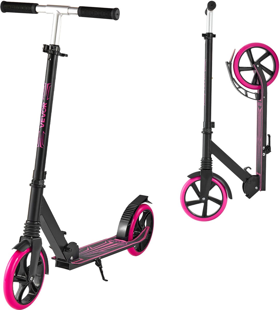 VEVOR Step (2 Wielen) voor Kinderen Vanaf 8 Jaar, Stadsstep, Kinderstep, Straatstep met In Hoogte Verstelbaar Stuur, Antislip Deck en Lichtgewicht Frame, Opvouwbare Step tot 100 Kg, Roze Step kopen online