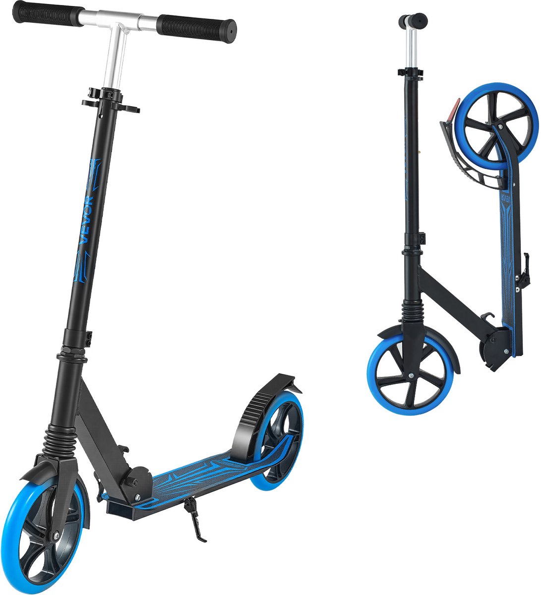 VEVOR Step (2 Wielen) voor Kinderen Vanaf 8 Jaar, Stadsstep, Kinderstep, Straatstep met In Hoogte Verstelbaar Stuur, Antislip Deck en Opvouwbaar Frame, Step tot 100 Kg, Blauw Step kopen online