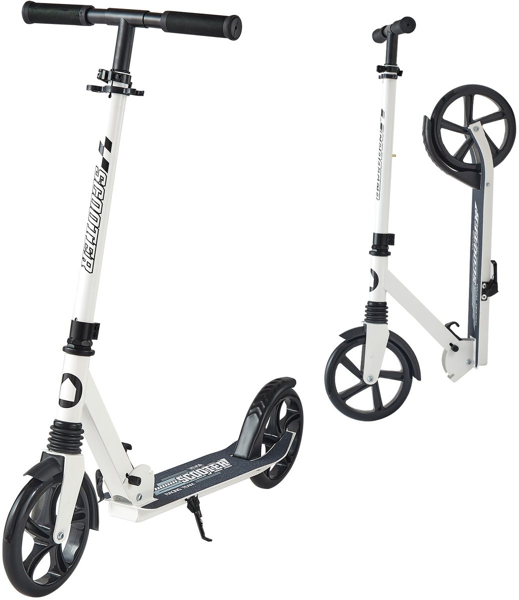 VEVOR Step (2 Wielen) voor Kinderen Vanaf 8 Jaar, Stadsstep, Kinderstep, Straatstep met In Hoogte Verstelbaar Stuur en Antislip Deck, Opvouwbare Step tot 100 Kg, Zwart + Wit Step kopen online