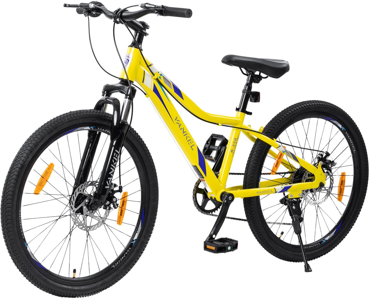 24 inch Kinderfiets MTB - 6 Versnellingen voor Jongens & Meisjes (6-10 Jaar) | Stalen Frame met V-Brakes & Verstelbaar Zadel - Geel Kinderfiets kopen online