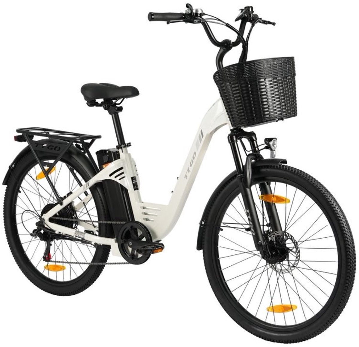 26-inch Elektrische Fiets - Motor 250W - 36 V 18 Ah accu - elektrische stadsfiets en e-Dutch bike met - Aluminium frame - maximaal bereik 120 km - Shimano 7 versnellingen - LCD-display -Waterdicht -Wit Fiets (elektrisch) kopen online