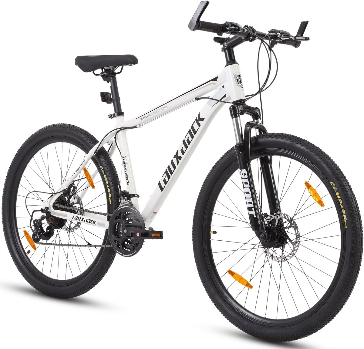 28 inch hardtail mountainbike wit 21 versnellingen met shimano tourney disc brakes unisex mtb voor heren dames 170 185 cm lengte