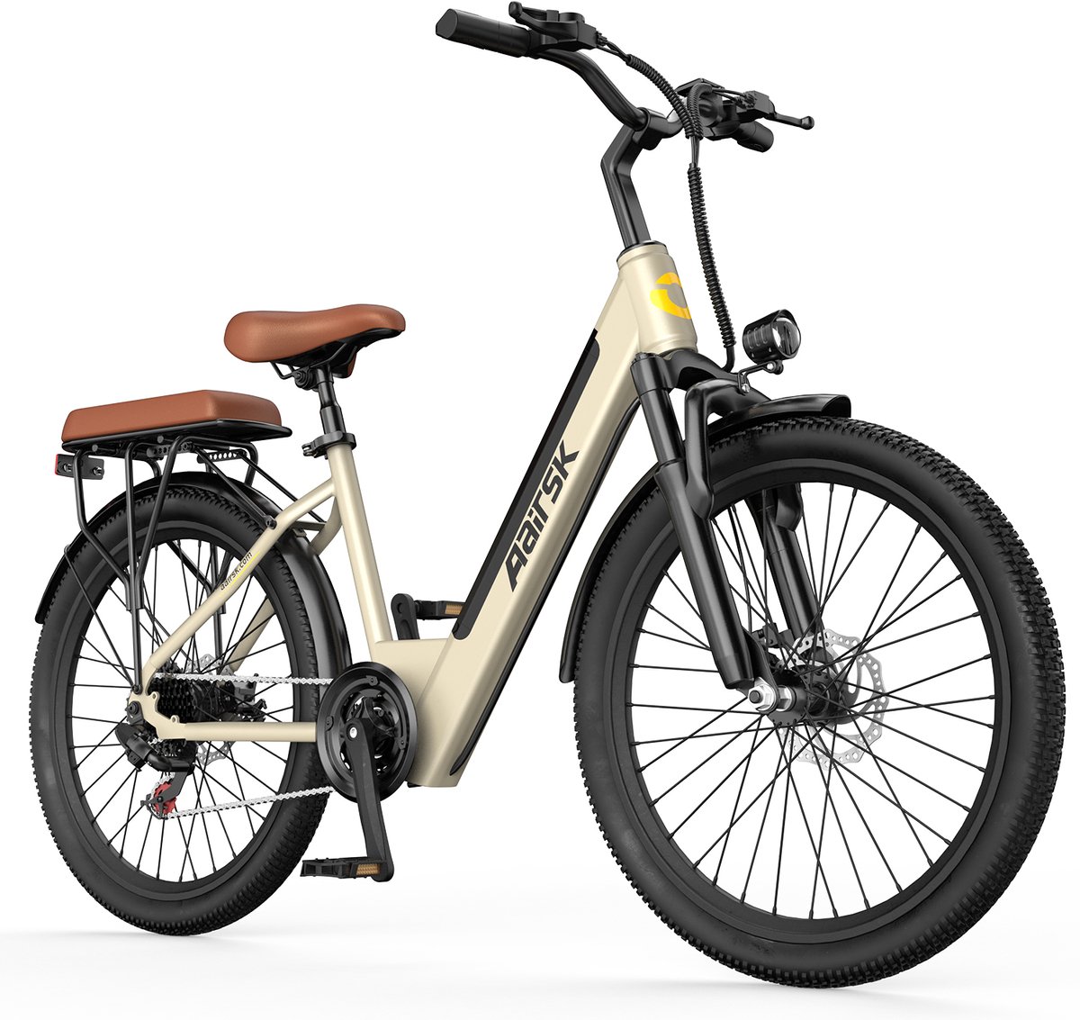 aairsk elektrische fiets 24 inch eu normen 250w actieradius 75km 36v 13ah accu trapondersteuning tot 25 km u shimano 7 versnellingen nfc startfunctie gebroken wit kleur