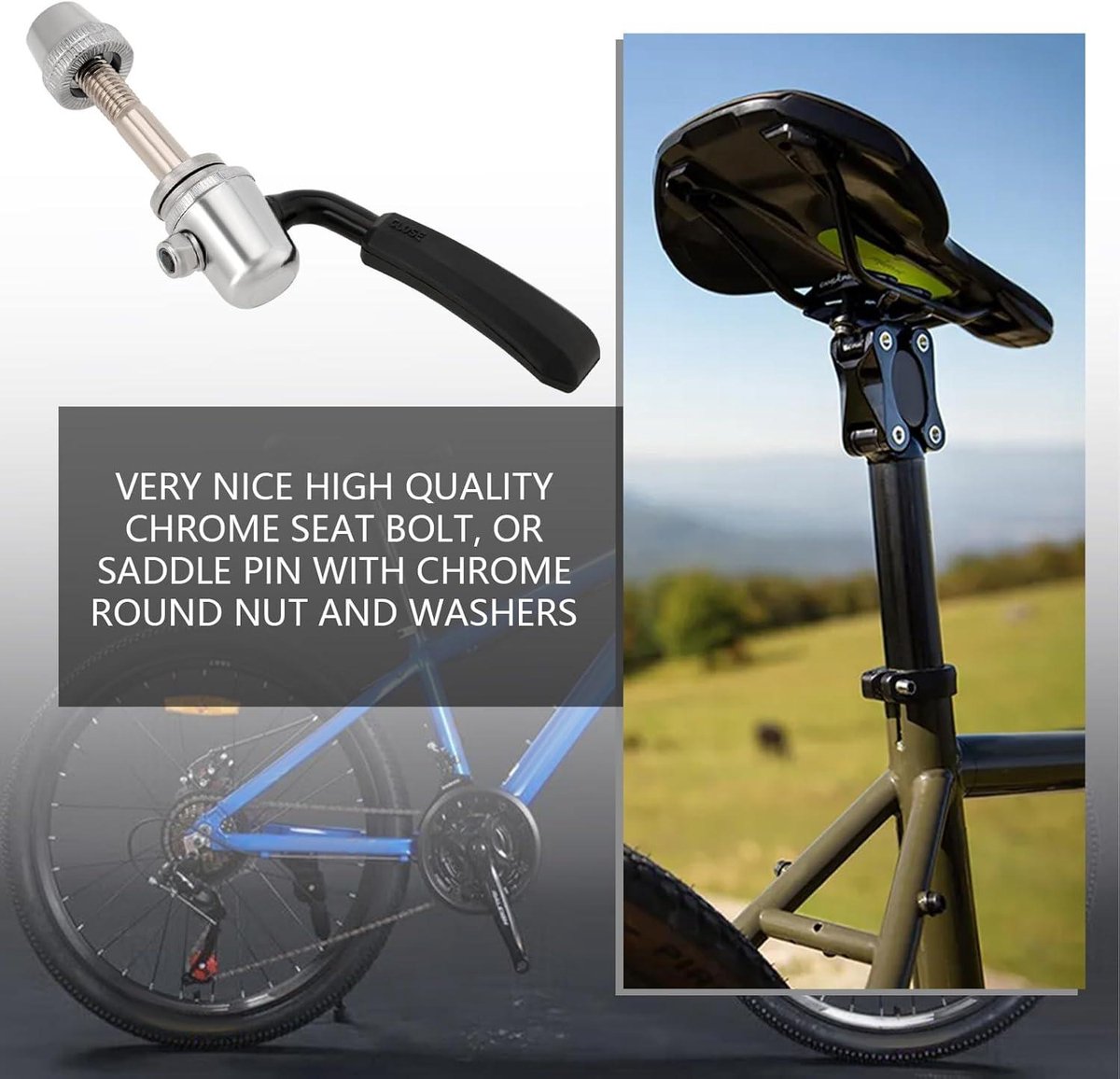 Allecto - Fiets Zadelpen Bout - Quick Release - Zwart - Handvat - Vork Bolt - M8x1.25mm - 3 Stuks - Compatibel met Raleigh en Dawes - 55mm. Fiets kopen online