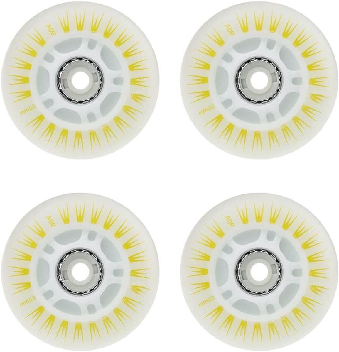 allecto inline rolschaatswielen led verlichting 60mm geel duurzaam geschikt voor glijden 4 stuks